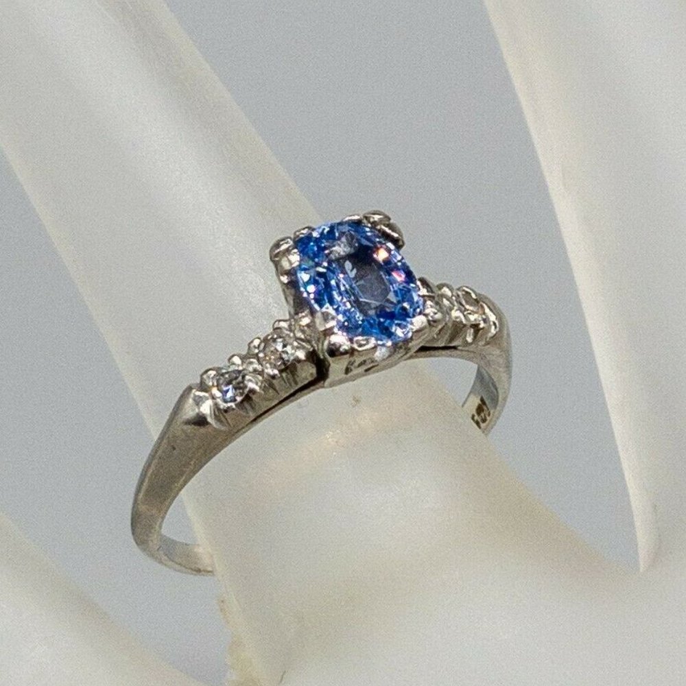2CT NATURAL SAPPHIRE DIAMOND WEDDING RING - Picture 3 of 5